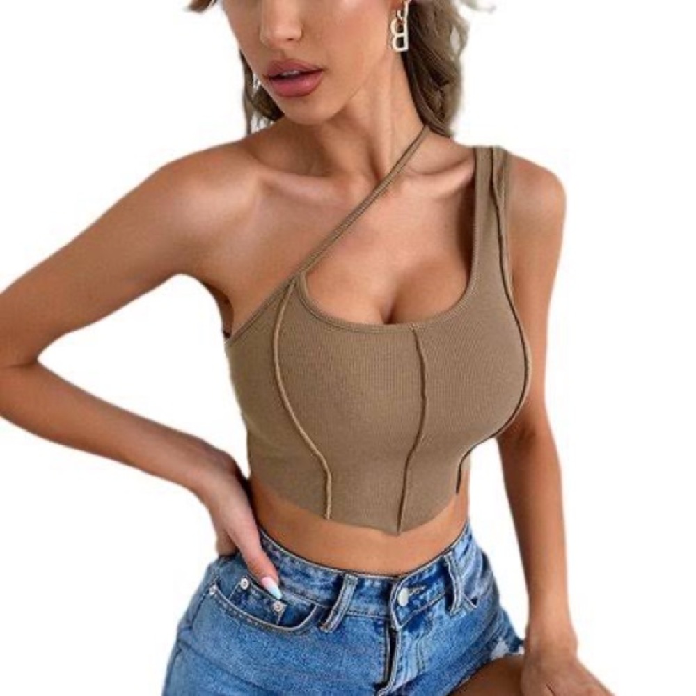 Brown lined tank top‎